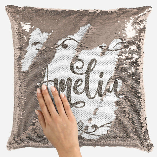 Personalised Glitter Any Name Magic Reveal Gold Sequin Cushion Cover Gift 1