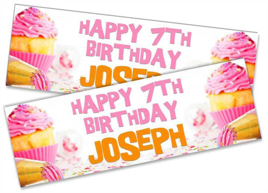 Personalised Birthday Banners Generic Design Children Kids Party Decoration 42