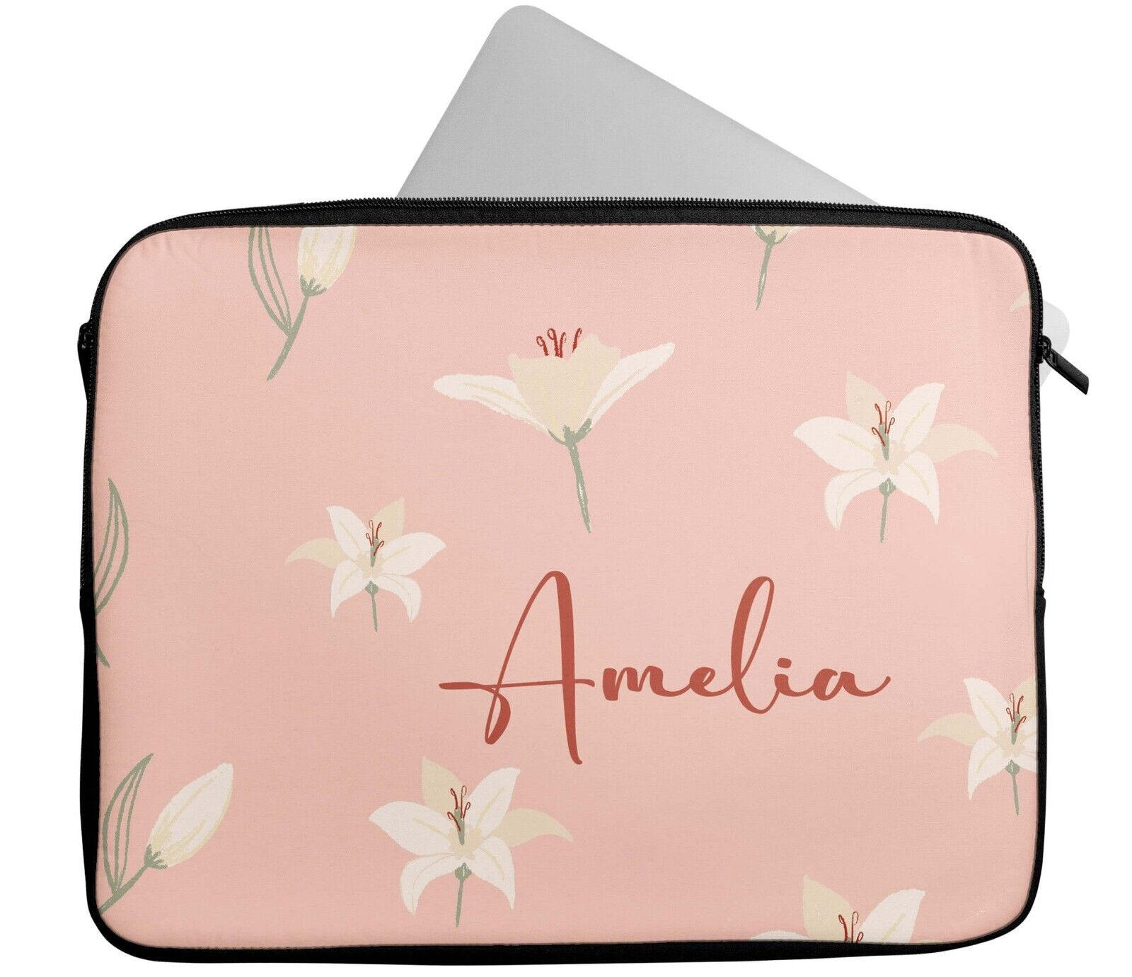 Personalised Any Name Floral Glitter Design Laptop Case Sleeve Tablet Bag 11