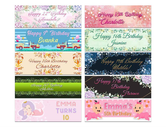 Personalised Birthday Banners Generic Design Children Kids Party Decoration 233