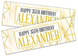 Personalised Birthday Banners Marble Design Adult Kids Party Decoration 52