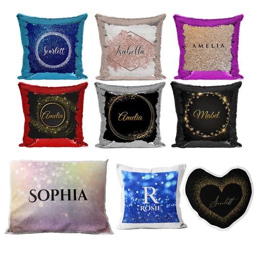 Personalised Cushion Glitter Sequin Cushion Pillow Printed Birthday Gift 10