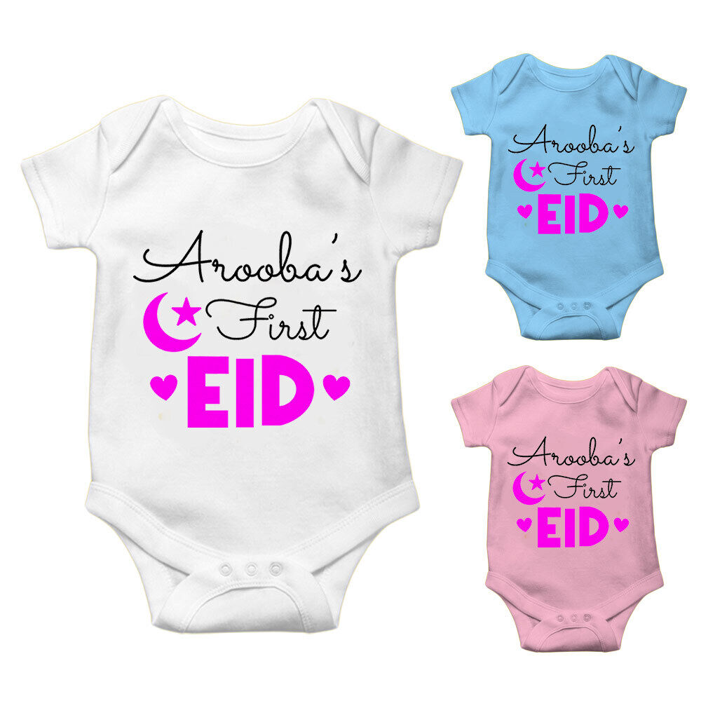 Personalised Eid Baby Vest Baby grow Little baby body suit 13