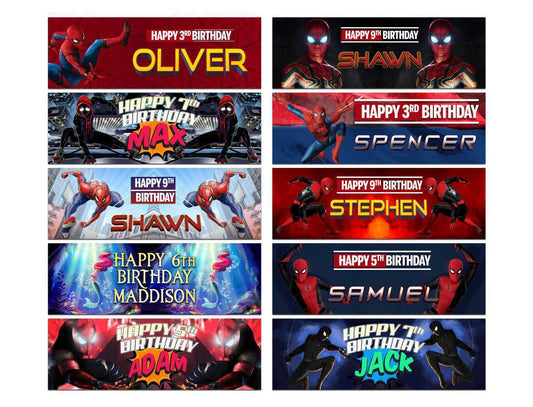 Personalised Birthday Banners Super Hero Design Children Kid Party Decoration 69