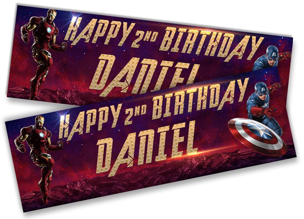 Personalised Birthday Banners Super Hero Design Children Kid Party Decoration 71