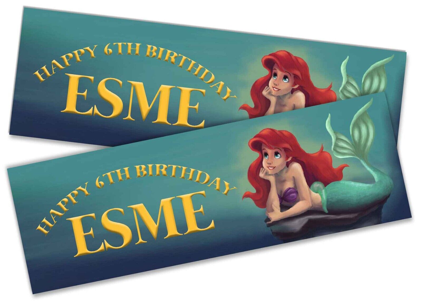 Personalised Birthday Banners Mermaid Design Children Kids Party Decoration 5