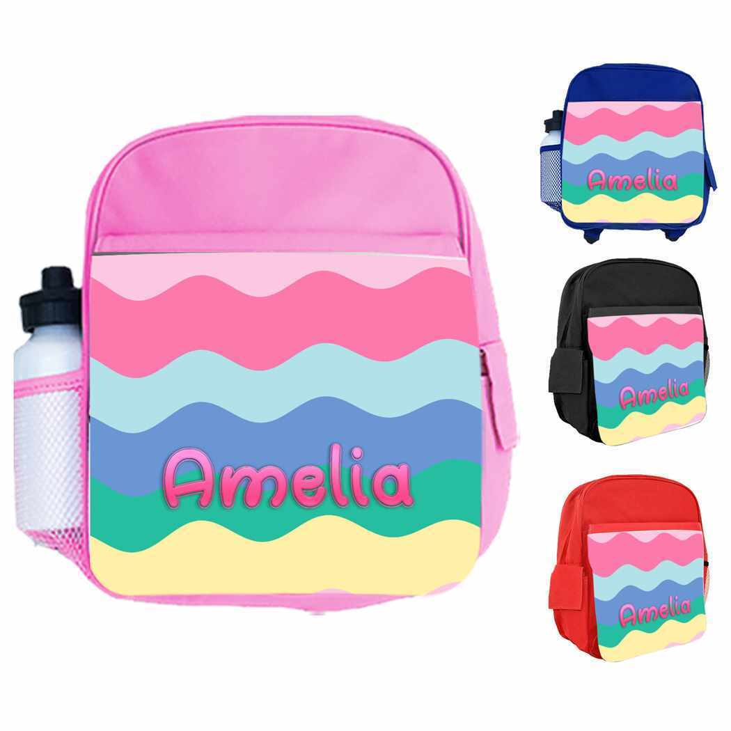 Personalised Kids Backpack Any Name Fish Design Boys Girls kids School Bag 11