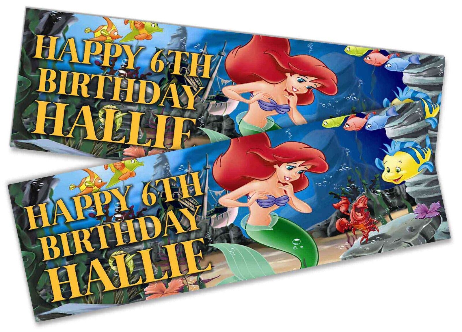 Personalised Birthday Banners Mermaid Design Children Kids Party Decoration 5