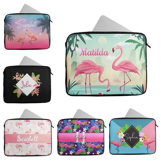 Personalised Any Name Flamingo Design Laptop Case Sleeve Tablet Bag 63