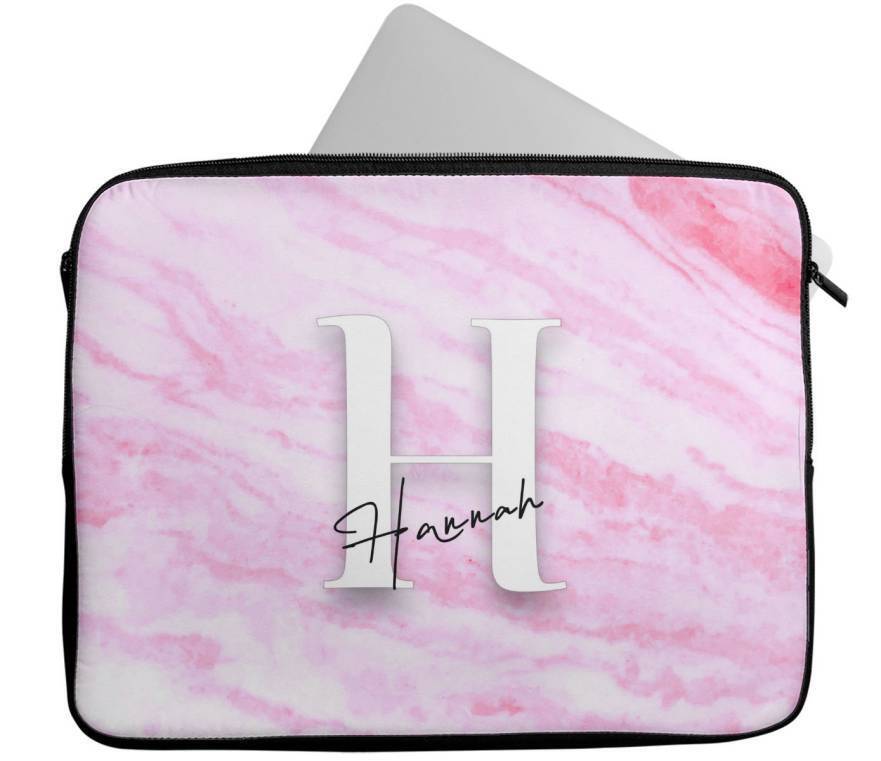 Personalised Any Name Marble Design Laptop Case Sleeve Tablet Bag 108