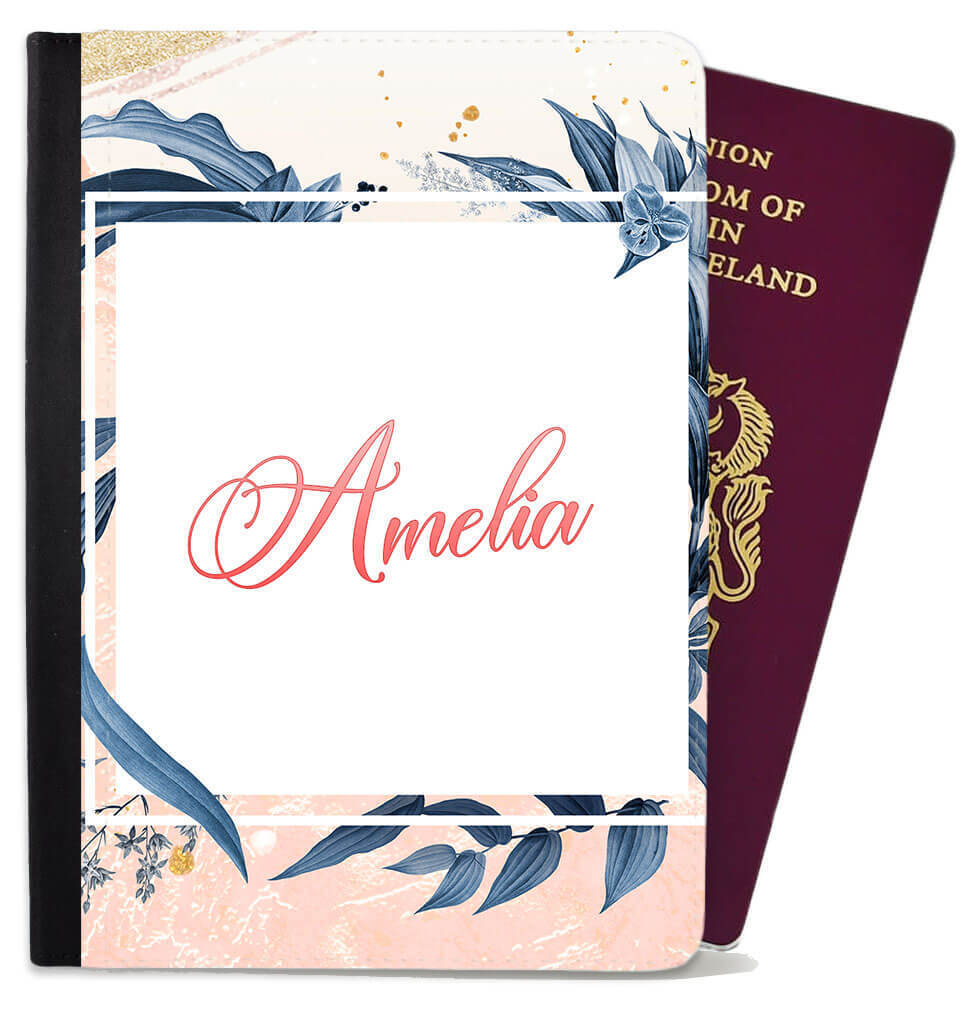 Personalised Floral Children Passport Cover Holder Any Name Holiday Accessory 7