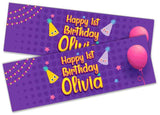 Personalised Birthday Banners Generic Design Children Kids Party Decoration 223