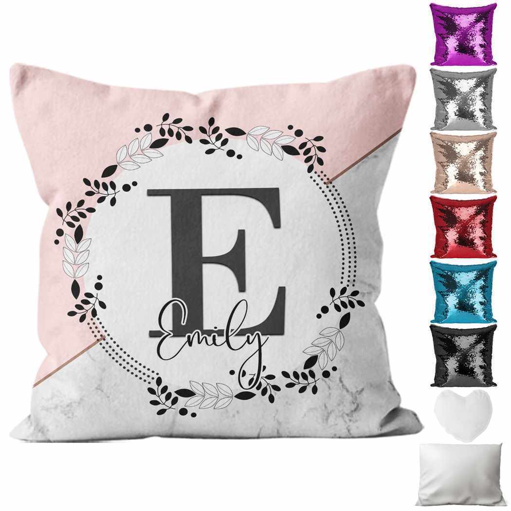 Personalised Cushion Floral Sequin Cushion Pillow Printed Birthday Gift 101