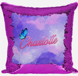 Personalised Butterfly Any Name Magic Reveal Pink Sequin Cushion Cover Gift 60