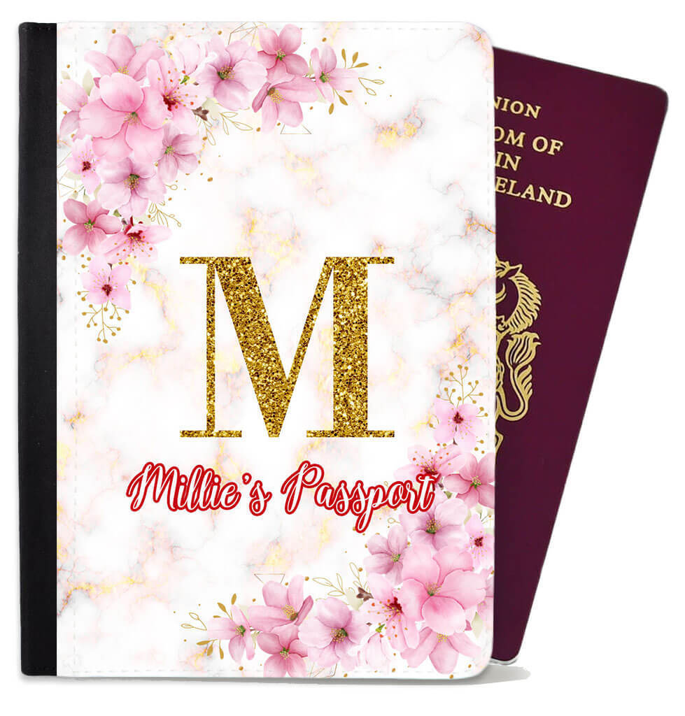 Personalised Floral Children Passport Cover Holder Any Name Holiday Accessory 23