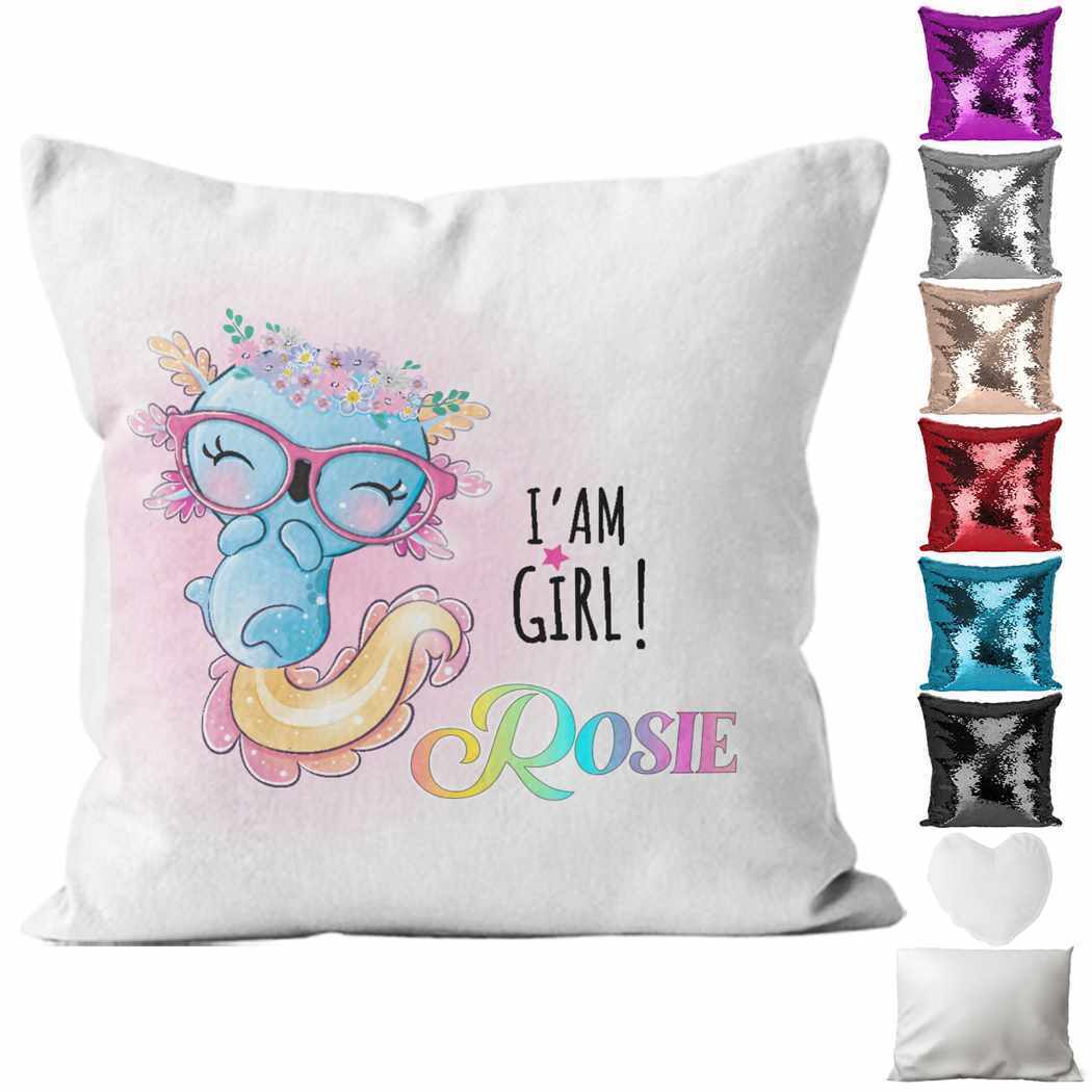 Personalised Cushion Dinosaur Sequin Cushion Pillow Printed Birthday Gift 21