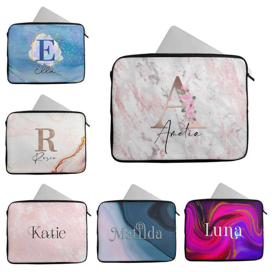 Personalised Any Name Marble Design Laptop Case Sleeve Tablet Bag 73