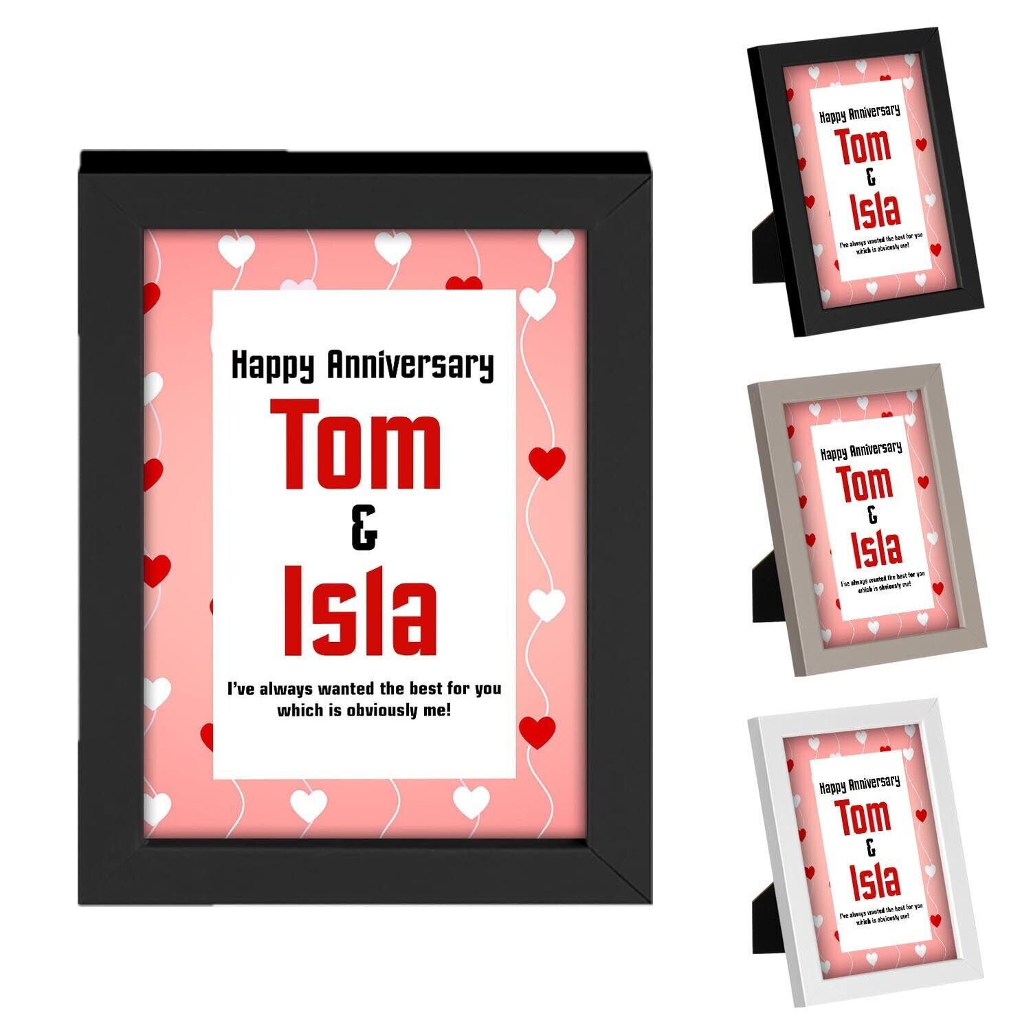 Personalised Anniversary Wooden Frames Any Name Image Wedding Gift Mr and Mrs 3