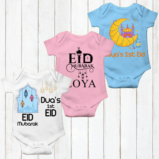 Personalised Eid Baby Vest Baby grow Little baby body suit 18