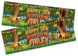 Personalised Birthday Banners Jungle Design Children Kids Party Decoration 81