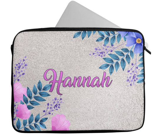 Personalised Any Name Floral Design Laptop Case Sleeve Tablet Bag 56