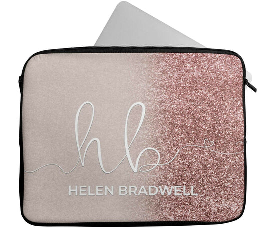 Personalised Any Name Glitter Design Laptop Case Sleeve Tablet Bag Chromebook 2