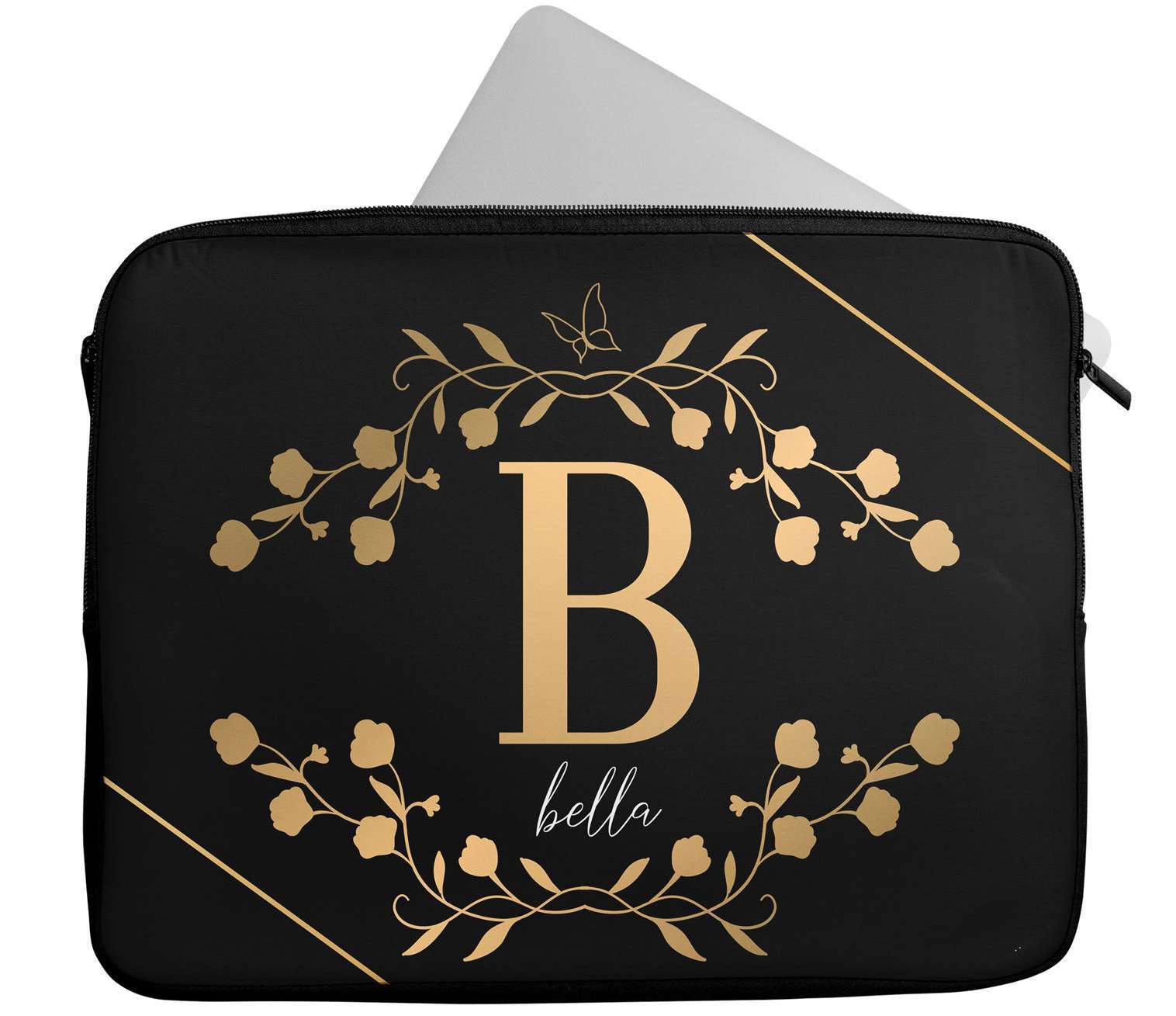 Personalised Any Name Floral Design Laptop Case Sleeve Tablet Bag 31