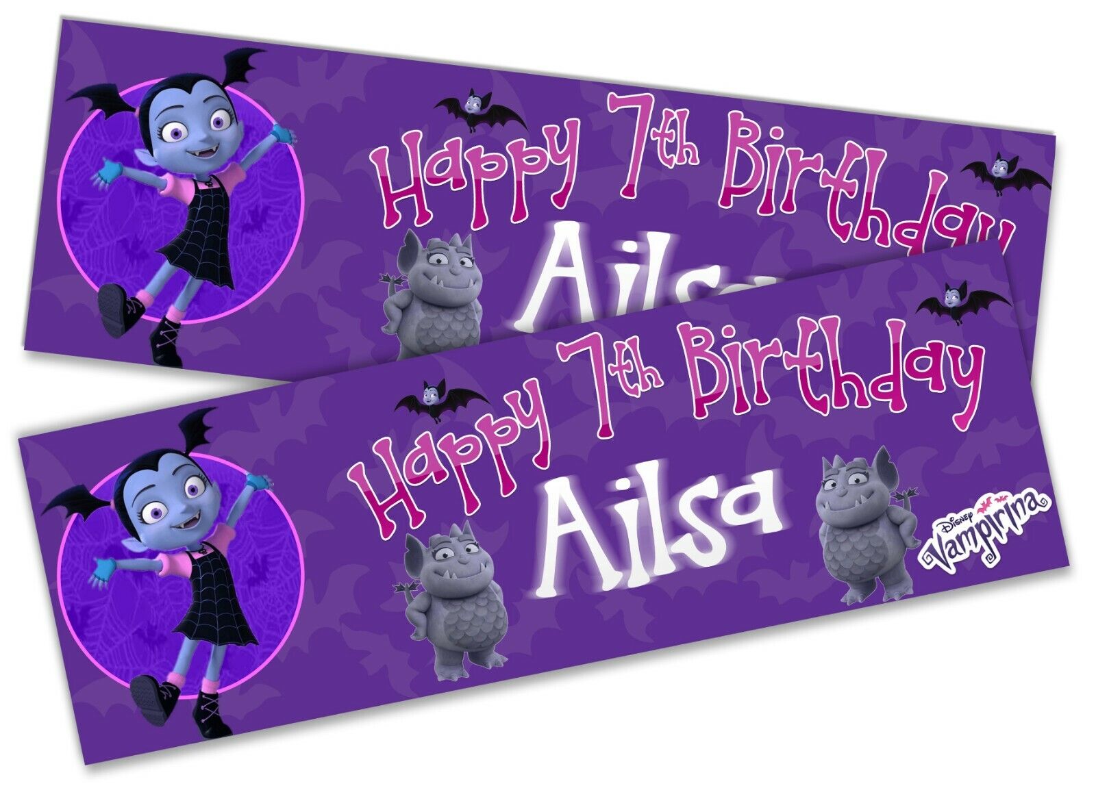 x2 Personalised Birthday Banner Vampirina Children Kids Party Decoration 5