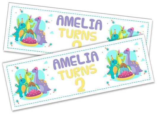 Personalised Birthday Banners Dinosaur Design Children Kid Party Decoration 92