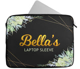 Personalised Any Name Floral Design Laptop Case Sleeve Tablet Bag 54