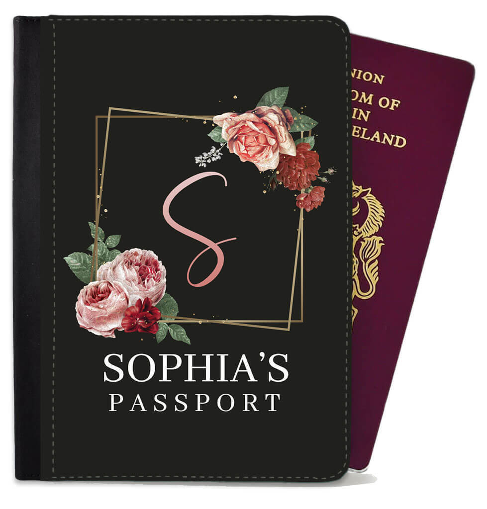 Personalised Floral Children Passport Cover Holder Any Name Holiday Accessory 17