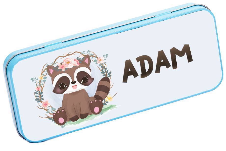 Personalised Any Name Jungle Pencil Case Tin Children School Kids Stationary 18