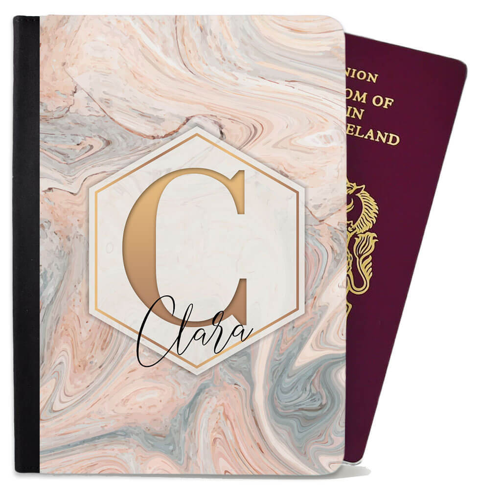 Personalised Marble Children Passport Cover Holder Any Name Holiday 14