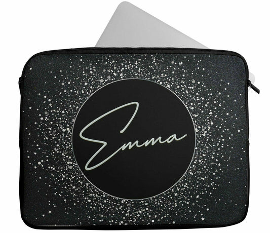 Personalised Any Name Glitter Design Laptop Case Sleeve Tablet Bag 78