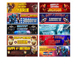 Personalised Birthday Banners Super Hero Design Children Kid Party Decoration 63