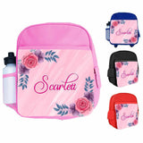 Personalised Kids Backpack Any Name Floral Design Boys Girls kid School Bag 17