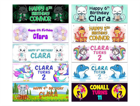 Personalised Birthday Banners Generic Design Children Kids Party Decoration 185