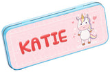 Personalised Any Name Unicorn Pencil Case Tin Children School Kids Stationary 27