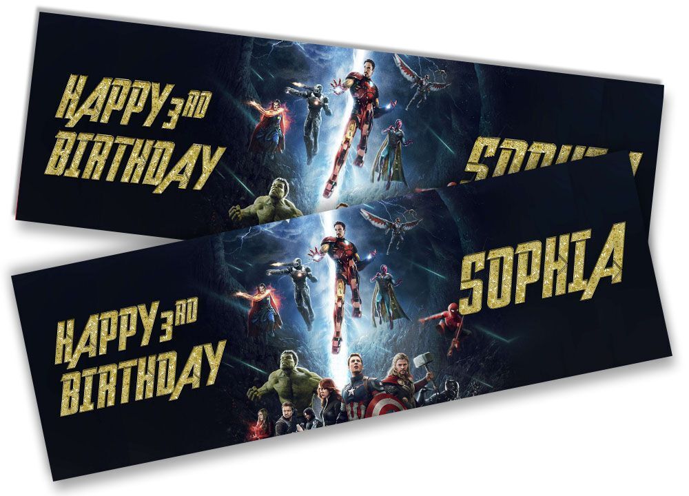 Personalised Birthday Banners Super Hero Design Children Kid Party Decoration 71