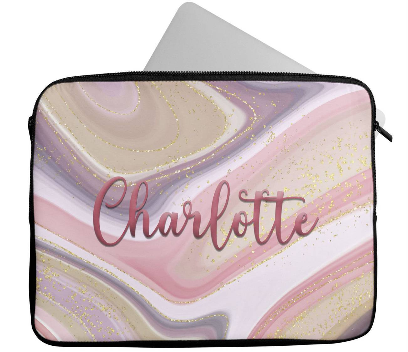 Personalised Any Name Marble Design Laptop Case Sleeve Tablet Bag 41