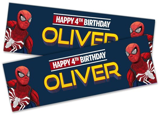 x2 Personalised Birthday Banner Spiderman Children Party Decoration Poster 10