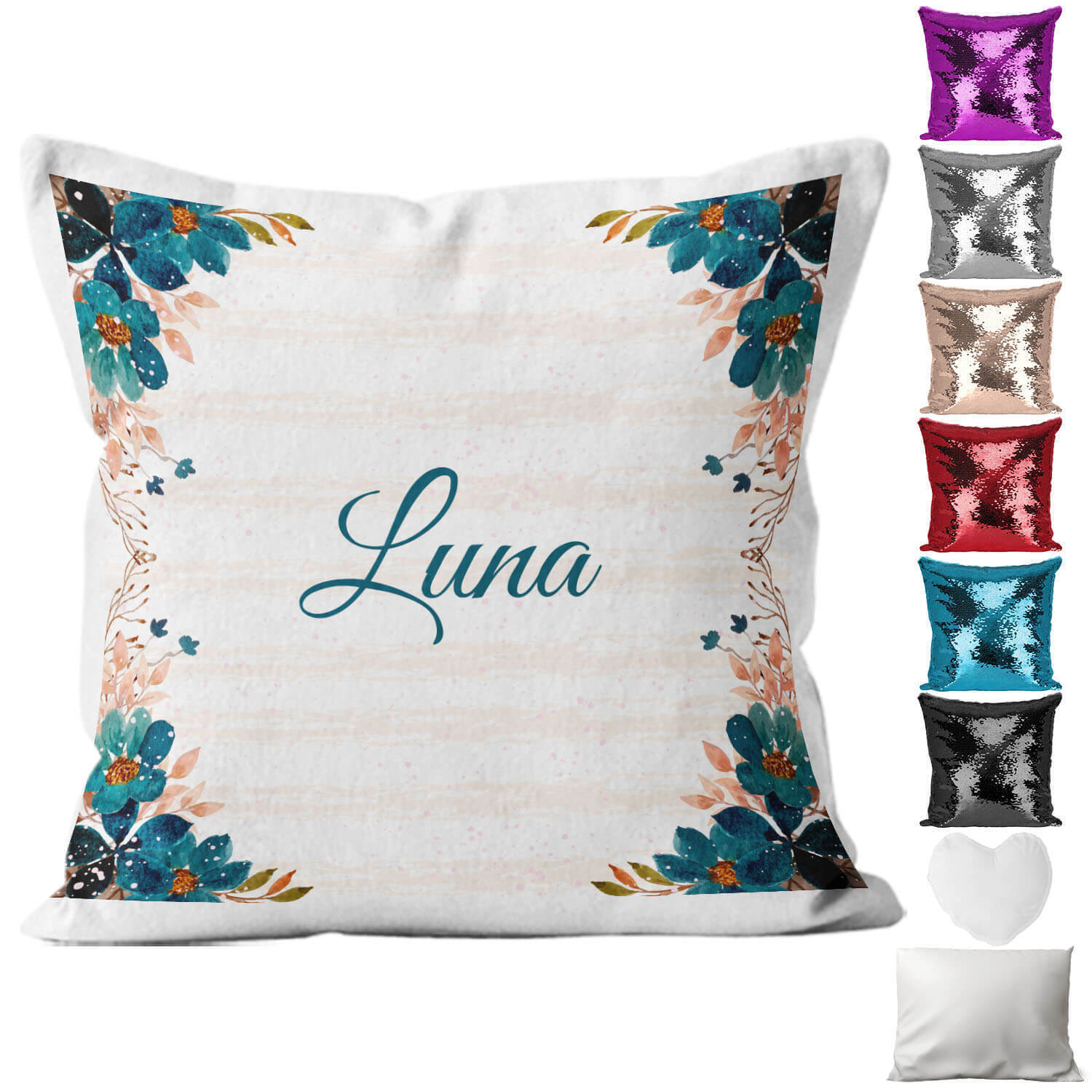 Personalised Cushion Floral Sequin Cushion Pillow Printed Birthday Gift 5