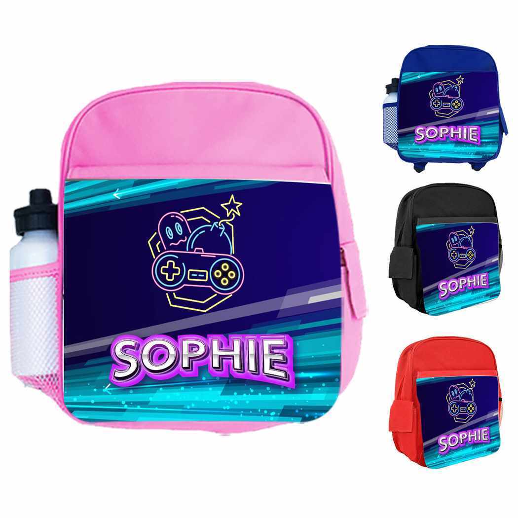 Personalised Kids Backpack Any Name Gaming Boys Girls Children School Bag 5