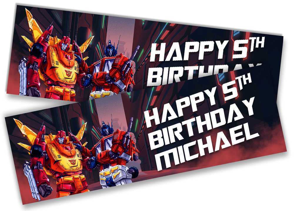 Personalised Birthday Banners Robot Design Children Kid Party Decoration 70