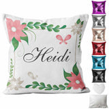 Personalised Cushion Floral Sequin Cushion Pillow Printed Birthday Gift 92