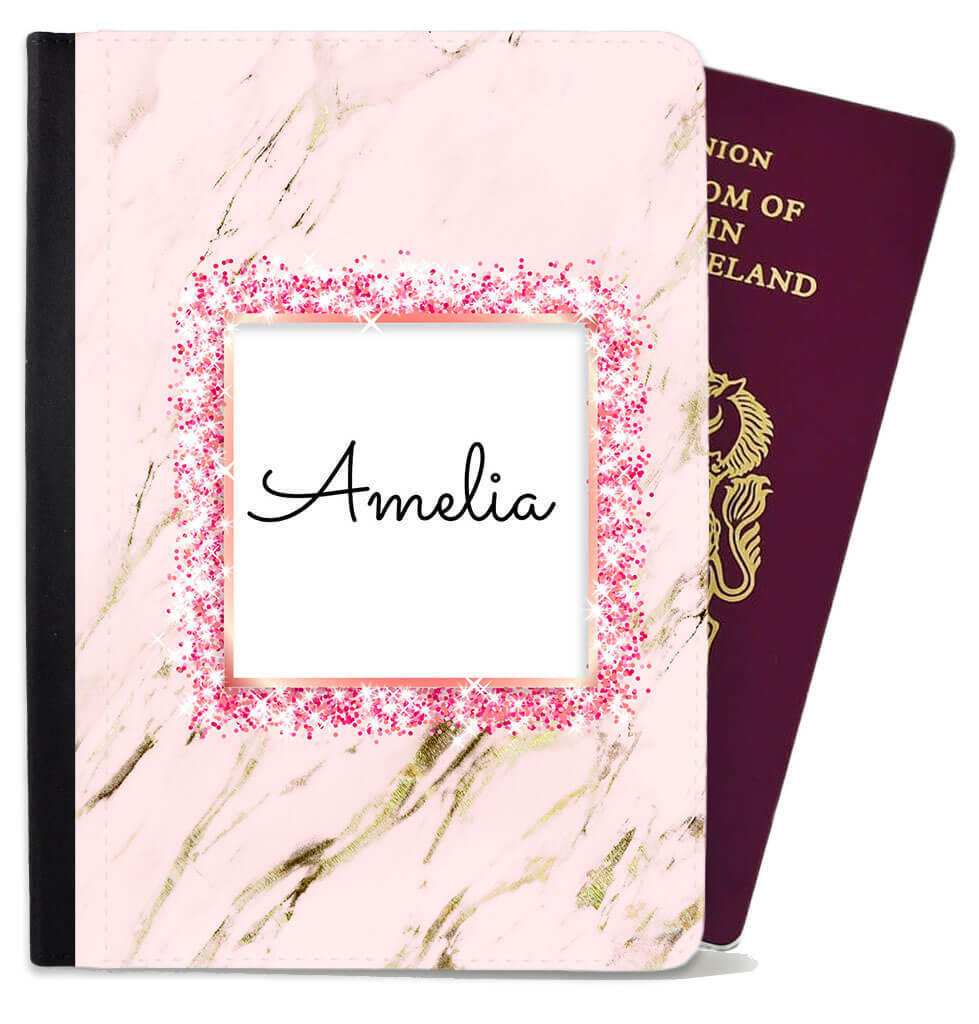 Personalised Marble Children Passport Cover Holder Any Name Holiday Accessory 21