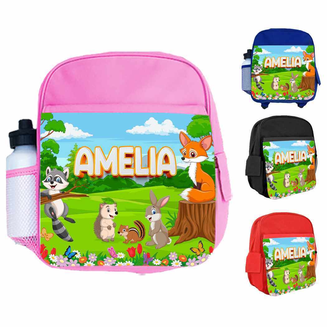 Personalised Kids Backpack Any Name Animal Design Boys Girls kid School Bag 37