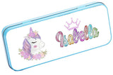 Personalised Any Name Unicorn Pencil Case Tin Children School Kids Stationary 31