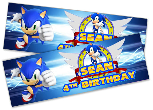 x2 Personalised Birthday Banner Sonic Design Children Kids Party Decoration 12