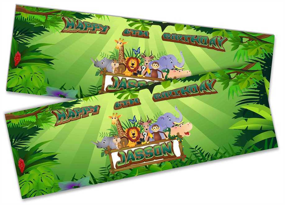 Personalised Birthday Banners Jungle Design Children Kids Party Decoration 51